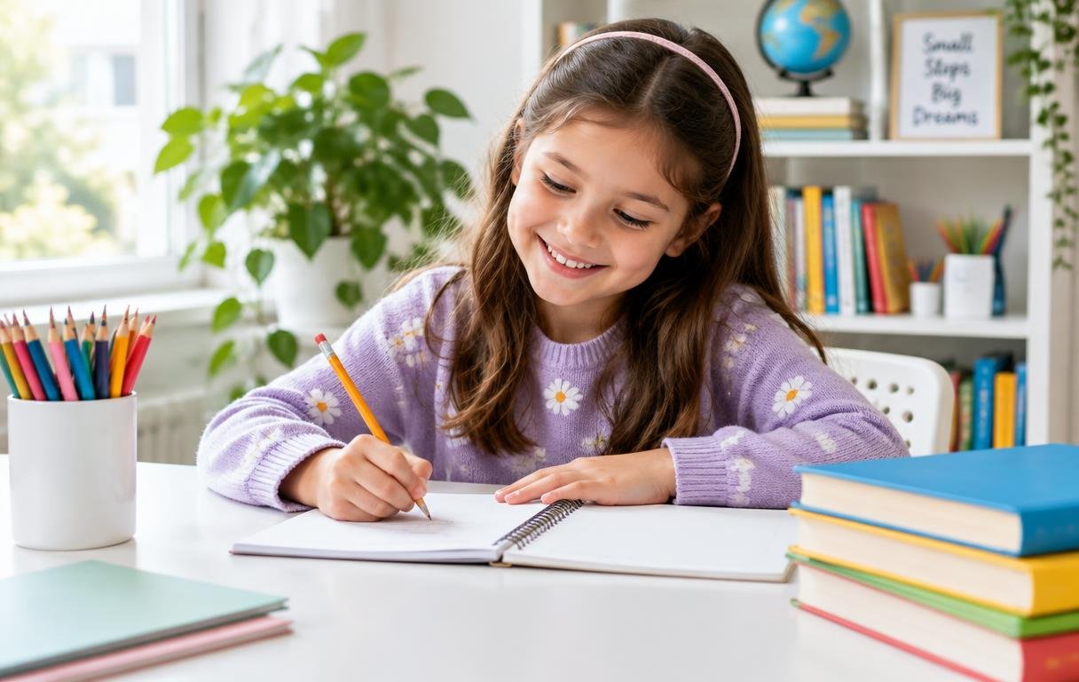 Primary student learning and practising