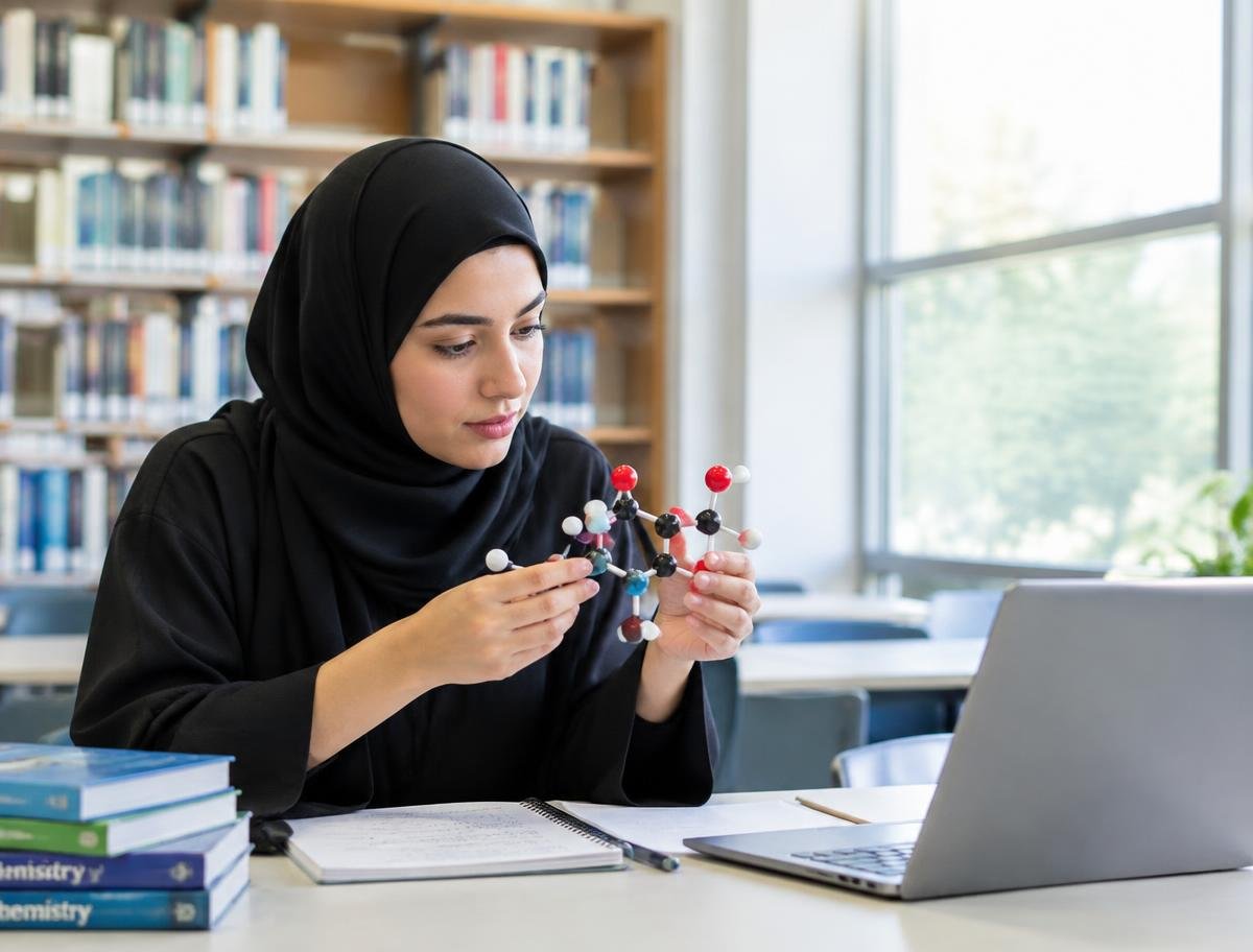 Student studying chemistry